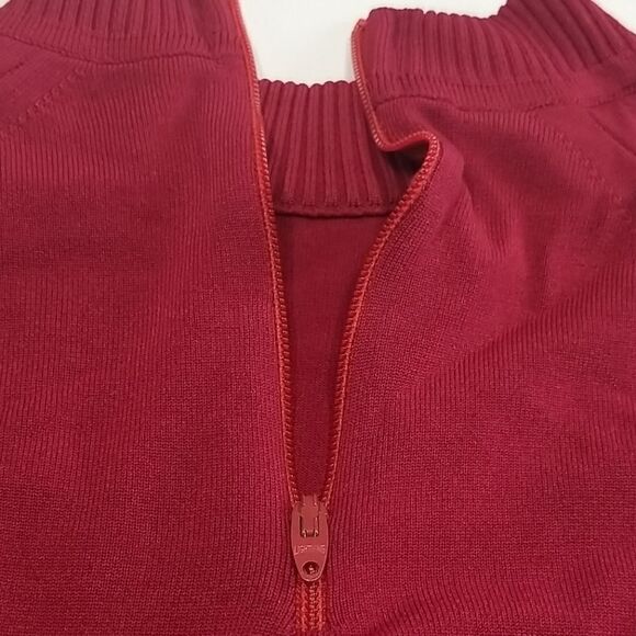 Vintage Holiday Knitwear Sweatshirt  Womens Medium Long Sleeve 1/4 Zipper Red - Picture 2 of 7